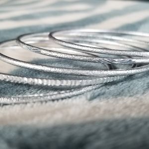 5 Silver Bangle Bracelets